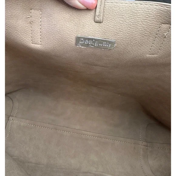 Desigual NWOT Reversible Tote Bag Set Large Floral Tan Pouch Bohemian Chic Art - Picture 9 of 14